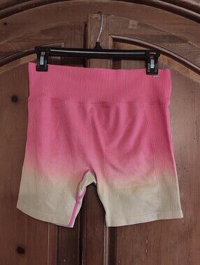 PINK Victoria's Secret Ombre Pink-to-Cream Ribbed Bike Shorts